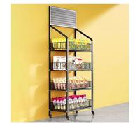 WJFTODAY Estante Organizador para refrigerios, Estante de exhibición para supermercado, ercado, Estante para almacenar Bebidas, Alimentos pequeños y Juguetes contra la Pared (Negro, 60 x 27 x 140 cm)