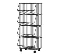 WJFTODAY Estante para cestas de refrigerios de 2, 3, 4 y 5 Niveles, Organizador de estantdespensas, Tiendas minoristas, dormitorios, Soporte de exhibición de Metal Independiente (Color: Negro, tamaño