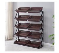 WJFTODAY Estante para Frutas y Verduras de supermercado de 4 y 5 Capas, Cesta Grande paraador Comercial para Patatas, cebollas y Productos agrícolas (marrón, 5 Niveles, 119 x 35 x 149 cm/304 x 89 cm)