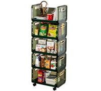 WJFTODAY Estante para refrigerios, Armario, Carrito con Ruedas de 1 a 5 Niveles, Carrito Carrito de Cocina con Ruedas, Estante para Frutas y Verduras con Ruedas, estantes móviles S (Verde, 5 Niveles)