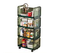 WJFTODAY Estante para refrigerios, Armario, Carrito con Ruedas de 1 a 5 Niveles, Carrito Carrito de Cocina con Ruedas, Estante para Frutas y Verduras con Ruedas, estantes móviles S (Verde, 4 Niveles)