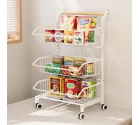 WJFTODAY Estante para refrigerios, carritos utilitarios con Ruedas, Carrito para refriger, Carrito para refrigerios, Cesta para Frutas y Verduras para Cocina, baño y Sala de Estar (Blanco, 3 Niveles)