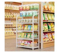 WJFTODAY Estante para refrigerios, Estante de supermercado Comercial de 3/4/5 estantes, sfrigerios, Bebidas, Juguetes, Frutas, Estante de Almacenamiento de Especias para Cocina casera (Color: Blanco,