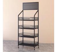 WJFTODAY Estantería de exhibición de refrigerios de 4/5 Niveles con Ganchos, Carrito portconveniencia, Estante metálico para Dulces y Papas Fritas, estantería de pie para supermercado, BL50×W27×140CM