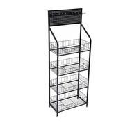 WJFTODAY Estantería de exhibición para Tiendas, de 4 Niveles, con Ruedas para Snacks, orgara Snacks, Organizador de Metal para Cocina, Oficina, baño y Garaje, versátil, Color Negro (60 x 27 x 153 cm)