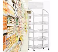 WJFTODAY Estantería de exhibición para Tiendas, estantería metálica, Carrito de 4 Niveles para supermercados y cocinas domésticas. Diseño metálico Duradero para una exhibición eficiente de Productos.