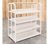 WJFTODAY Estantería de exhibición para Tiendas, Expositor de Snacks, estantería de cuatrotería de Cuatro Niveles, Ideal para supermercados, farmacias y garajes - Estantería Vertical de Almacenamiento