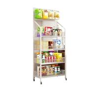 WJFTODAY Estantería de exhibición para Tiendas, Organizador de refrigerios con Ruedas, ex Organizador de refrigerios con Ruedas, Expositor de Alambre metálico de 5 Niveles para Dulces y Papas Fritas.