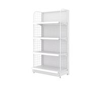 WJFTODAY Estantería de Pared Tipo góndola para Comercio minorista: estantes Combinados dercio minorista: estantes Combinados de conveniencia con Rejilla para supermercados (Blanco, 122 x 36 x 135 cm)