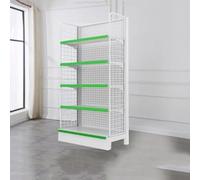 WJFTODAY Estantería góndola para Tiendas de conveniencia: Expositor de Pared con Rejilla para supermercados, solución versátil para supermercados y Tiendas de comestibles (Blanco, 122 x 36 x 165 cm)