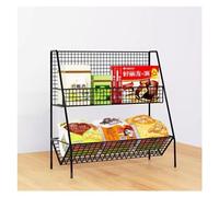 WJFTODAY Estantes de Almacenamiento de Suelo Resistentes, estantería de Alambre de escritentes, estantería de Alambre de Escritorio, estantería metálica para supermercado (Negro, 30 x 15,5 x 34,5 cm)