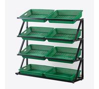 WJFTODAY Estantes para Venta minorista, cestas de exhibición para Mercado de Agricultores de Almacenamiento de Piso para supermercado, estanterías para Frutas y Verduras, Expositor con 8 a 10 cestas.