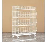 WJFTODAY Estantes para Verduras de supermercado, Carrito Grande de 4 y 5 Capas para frutante, Organizador de refrigerios con Ruedas, Estante minorista de Acero al Carbono/Soporte para Papas Fritas (6