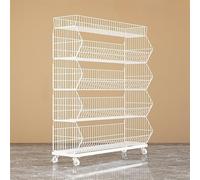 WJFTODAY Estantes para Verduras de supermercado, Carrito Grande de 4 y 5 Capas para frutante, Organizador de refrigerios con Ruedas, Estante minorista de Acero al Carbono/Soporte para Papas Fritas (1