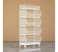 WJFTODAY Estantes para Verduras de supermercado, Carrito Grande de 4 y 5 Niveles para frunte, Organizador de refrigerios con Ruedas, Estante minorista de Acero al Carbono/Soporte para Papas Fritas (9