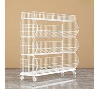 WJFTODAY Estantes para Verduras de supermercado, Carrito Grande de 4 y 5 Niveles para frunte, Organizador de refrigerios con Ruedas, Estante minorista de Acero al Carbono/Soporte para Papas Fritas (9