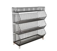 WJFTODAY Estantes para Verduras de supermercado, Estante de Acero metálico para supermerccajero, departamentos, cocinas, Tiendas de conveniencia, oficinas y panaderías, Cesta organizadora de 4 Capas.