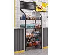 WJFTODAY Expositor de Suelo de 3, 4 o 5 Niveles para Tiendas de conveniencia, supermercadmercados, farmacias, mostradores de Cocina y Tiendas minoristas (Negro, 4 Niveles, 50 cm/20 Pulgadas de Largo)