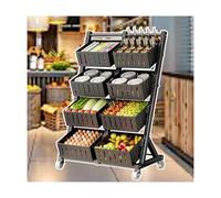 WJFTODAY Expositor metálico para Snacks - Carrito de pie para Frutas y Verduras, Ideal paara el hogar, la Cocina y el supermercado - Expositor versátil para Patatas Fritas (Negro, 73 x 40 x 112,5 cm)