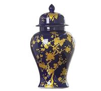 WJFTODAY Jarrón de Jengibre, Tarro de Almacenamiento, Tarro de cerámica Azul de Jengibre y Hermosos tarros Decorativos de Porcelana, Tarro de Templo con Tapas, tarros Decorativos, tarros de Jengibre.