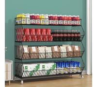 WJFTODAY Organizador de estantes para refrigerios de 4 y 5 Niveles para habitación, Estan Carrito de Almacenamiento de Alambre con Soporte para Bolsas de Papas Fritas (Color: Negro, tamaño: 90 x 45 x