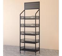 WJFTODAY Organizador de refrigerios de Metal Negro, Carrito Multiusos de pie con 5 cestasratorias, Expositor de Frutas y Verduras de Metal con Frente Abierto (Color: Blanco, tamaño: 50 x 27 x 165 cm)