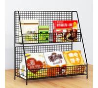 WJFTODAY Organizador de refrigerios para encimera, cestas de Almacenamiento de Alambre es minorista, Estante liviano para condimentos, bolsitas de té y Dulces (Color: Negro, tamaño: 2 Niveles Grande)