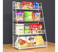 WJFTODAY Organizador de refrigerios para encimera, cestas de Almacenamiento de Alambre esorista, Estante liviano para condimentos, bolsitas de té y Dulces (Color: Blanco, tamaño: Grande de 4 Niveles)