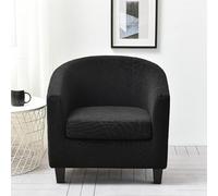 WJHDWYD 2 Piezas Funda de Sillón Impermeable con Cojín Separado, Funda de Sillón Elástica Universal de 1 Plaza, Chesterfield Cocktail Club con Reposabrazos(Nero)