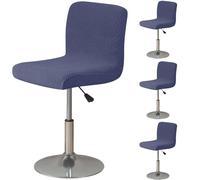 WJHDWYD Funda Cuadrada for Taburete de Bar, Funda Suave de Licra for Silla de Bar con Respaldo,Silla de Bar, Antideslizante, extraíble, Lavable(Bleu Marine,Lot de 4)