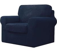 WJHDWYD Funda De Sofá De 7 Piezas, con Tres Respaldos Separados Y Tres Cojines con Banda Elástica, Tela Jacquard De Licra A Cuadros(Navy,80-120 cm)