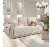 WJHDWYD Funda de sofá Impermeable for Perros, Fundas de cojín, Fundas de Asiento Lavables con Bolsillo Lateral, Funda Protectora for sofá de Mascotas, Fundas de sofá(White,Sofa)