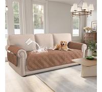 WJHDWYD Funda de sofá Impermeable for Perros, Fundas de cojín, Fundas de Asiento Lavables con Bolsillo Lateral, Funda Protectora for sofá de Mascotas, Fundas de sofá(Red Brown,Sofa)