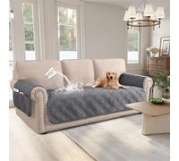 WJHDWYD Funda de sofá Impermeable for Perros, Fundas de cojín, Fundas de Asiento Lavables con Bolsillo Lateral, Funda Protectora for sofá de Mascotas, Fundas de sofá(Gray,Sofa)