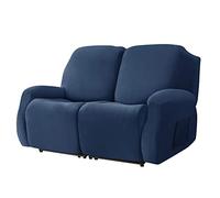 WJHDWYD Funda de Terciopelo for sillón Relax de 2 plazas, Funda elástica for sillón reclinable, 6 Piezas, Funda for sofá, Funda for sofá, Protector de Muebles for Sala de Estar(Bleu Marine)