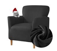WJHDWYD Funda elástica for sillón, Funda de Terciopelo for sillón Club de 1 Plaza con reposabrazos, Funda Suave Universal de cóctel, extraíble y Lavable Sala de Estar del Hotel(Nero)