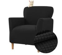 WJHDWYD Funda elástica for sillón, Funda for sillón Club Jacquard de 1 Plaza con reposabrazos, Suave Universal de cóctel, extraíble y Lavable Sala de Estar del Hotel(Nero)