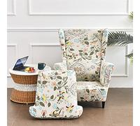 WJHDWYD Funda elástica for sillón orejero de 2 Piezas, Funda de sofá de 1 Plaza con Funda de cojín, Lavable y extraíble for Bar, Sala de Estar, Dormitorio, recepción(Fiori Di Primavera)