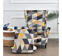 WJHDWYD Funda elástica for sillón orejero de 2 Piezas, Funda de sofá de 1 Plaza con Funda de cojín, Lavable y extraíble for Bar, Sala de Estar, Dormitorio, recepción(Geometria Colorata)