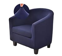 WJHDWYD Funda for sillón Convertible de 1 Plaza Funda elástica for sillón Chesterfield 2 Piezas de Color Liso Tela Suave Antideslizante con Funda de Asiento(Bleu Marine)