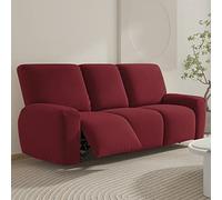 WJHDWYD Funda for sillón Relax reclinable eléctrico Universal, Funda elástica for sillón de 2 Plazas con Bolsillos, Relax Lavables extraíbles(Rosso,3 Posto)
