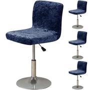 WJHDWYD Funda for Taburete de Bar, Funda for Taburete de Bar de Terciopelo triturado, Silla de Bar elástica Suave(Bleu Marine,Lot de 4)