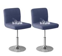 WJHDWYD Funda for Taburete de Bar, Funda Impermeable for Taburete de Bar Giratorio con Respaldo Suave, Silla de Bar Antideslizante extraíble Silla de Comedor giratoria(Bleu Marine,Lot de 2)