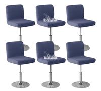 WJHDWYD Funda for Taburete de Bar, Funda Impermeable for Taburete de Bar Giratorio con Respaldo Suave, Silla de Bar Antideslizante extraíble Silla de Comedor giratoria(Bleu Marine,Lot de 6)