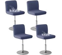 WJHDWYD Funda for Taburete de Bar, Funda Impermeable for Taburete de Bar Giratorio con Respaldo Suave, Silla de Bar Antideslizante extraíble Silla de Comedor giratoria(Bleu Marine,Lot de 4)