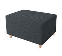 WJHDWYD Funda otomana elástica, Funda Rectangular Cuadrada for reposapiés, otomana Suave de Jacquard, Protector de sofá Lavable Antideslizante for Sala de Estar(Grigio,Grande)