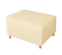 WJHDWYD Funda otomana elástica, Funda Rectangular Cuadrada for reposapiés, otomana Suave de Jacquard, Protector de sofá Lavable Antideslizante for Sala de Estar(Color Crema,Grande)
