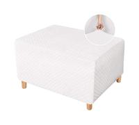 WJHDWYD Funda otomana elástica, Funda Rectangular Cuadrada for reposapiés, otomana Suave de Jacquard, Protector de sofá Lavable Antideslizante for Sala de Estar(Bianco,Grande)
