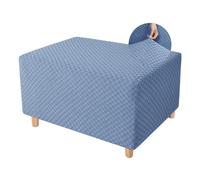 WJHDWYD Funda otomana elástica, Funda Rectangular Cuadrada for reposapiés, otomana Suave de Jacquard, Protector de sofá Lavable Antideslizante for Sala de Estar(BLU-b,X-Grande)