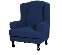 WJHDWYD Funda Protectora Universal for sillón orejero de 2 Piezas de Elastano elástico de 1 Plaza(Navy)